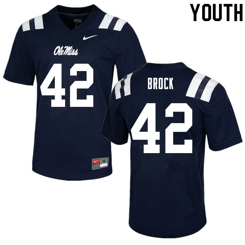 Brooks Brock Ole Miss Rebels NCAA Youth Navy #42 Stitched Limited College Football Jersey XAH0058BB